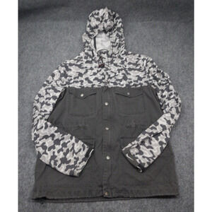 Nike Athletic Dept Jacket Men's Medium‎ Gray Camo Hooded Utility Full Zip Snap